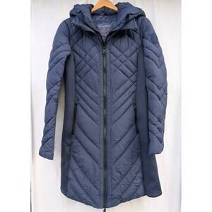Bernardo Womens Active Double Puffer Walker II Winter Coat Sz M Navy Performance